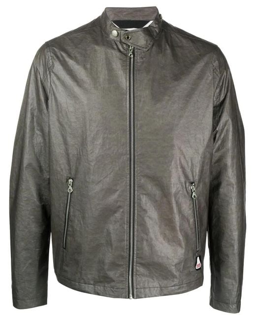 DIESEL Gray Crinkle-Effect Zip-Up Jacket for men