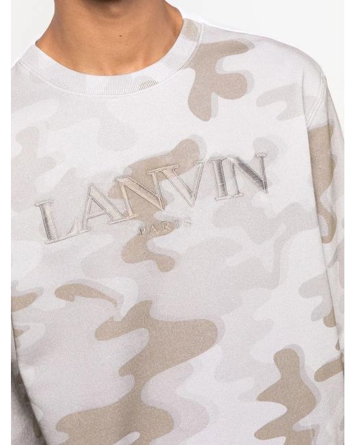 Lanvin Gray Logo-Embroidered Camouflage-Print Sweatshirt for men