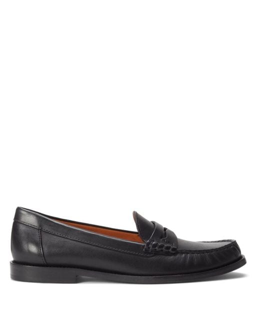 Polo Ralph Lauren Black Penny-slot Leather Loafers