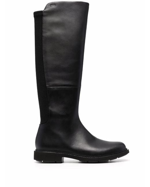 Camper Black Knee-Length Panelled Leather Boots