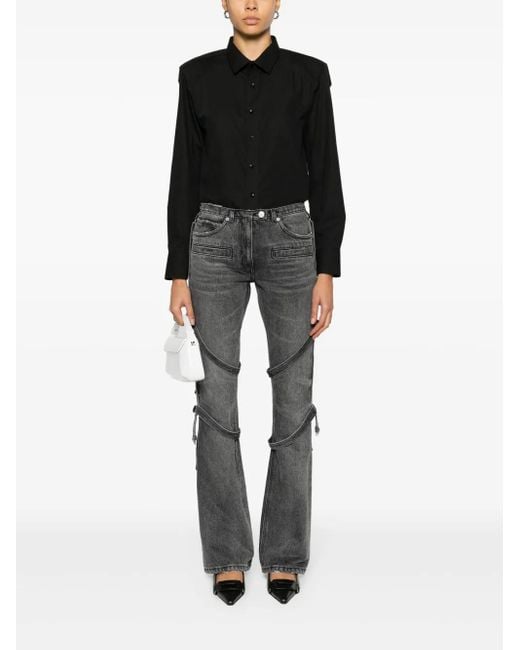 Courreges Gray Multi-Strap Flared Jeans
