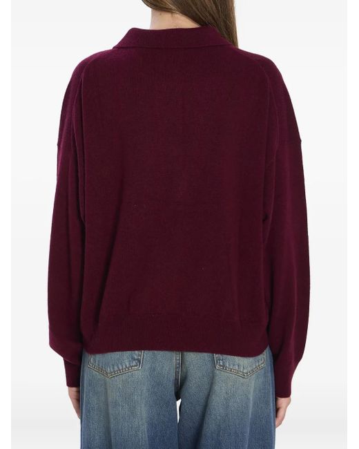 Allude リブ ポロシャツ Red
