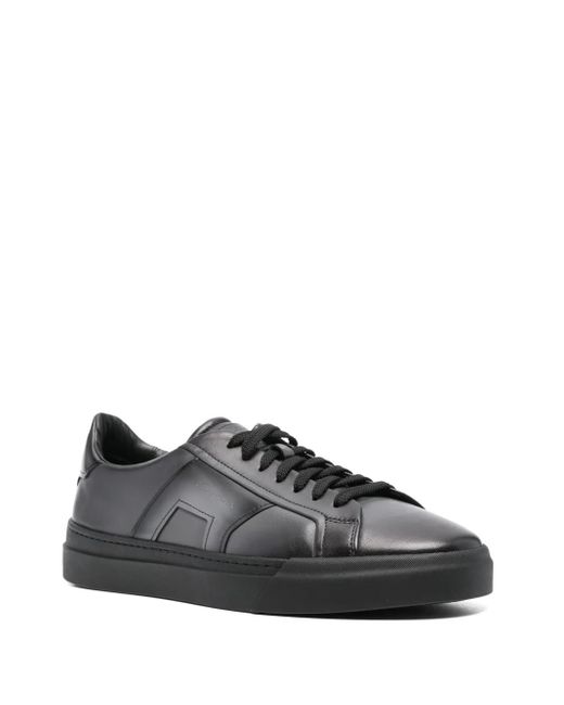 Santoni Black Double Buckle Sneakers for men