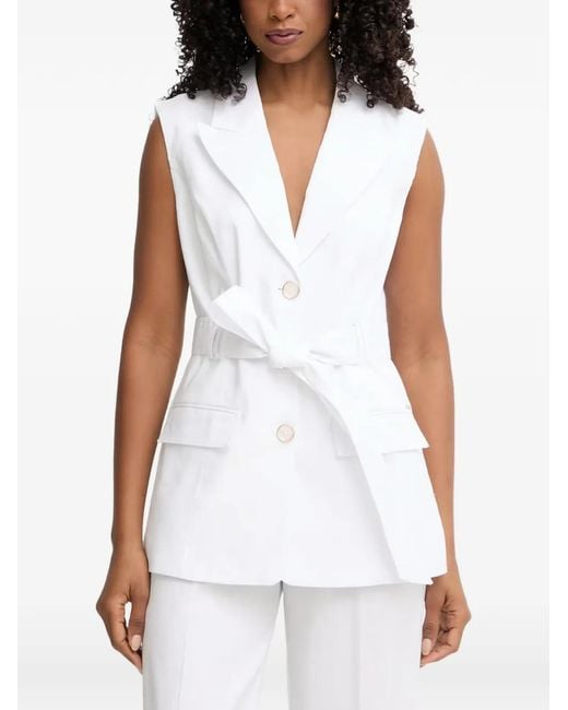 Guess White Belted Sleeveless Blazer