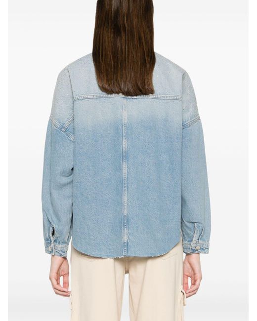 Liu Jo Blue Denim Jacket With Decorations And Front Pockets