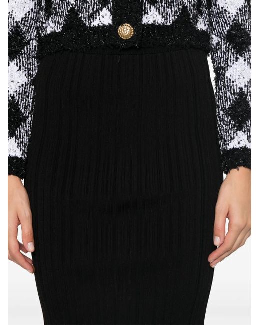 Falda midi plisada Balmain de color Black