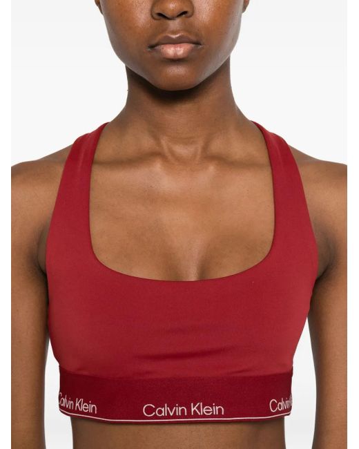 Brassière De Sport À Bande Logo Calvin Klein en coloris Red