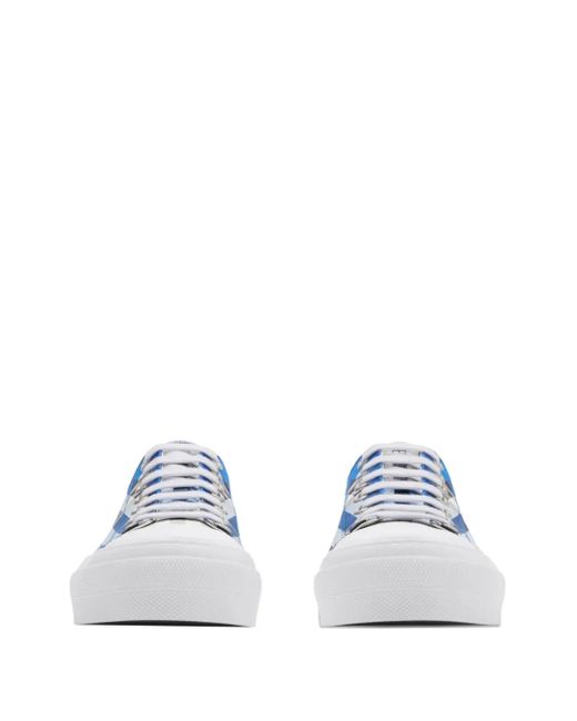 Burberry Blue Checked Sneakers for men