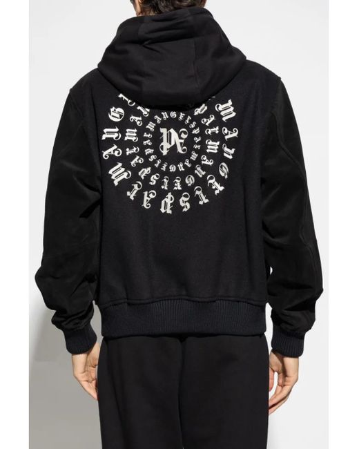 Palm Angels Black Vertigo Bomber Jacket for men