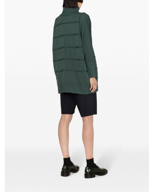 Pleats Please Issey Miyake Green Icy Ribbed-knit Jumper