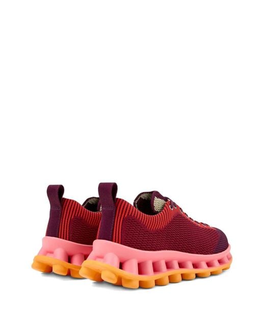 Camper Red Pelotissima Knitted Deep Burgundy Sneakers