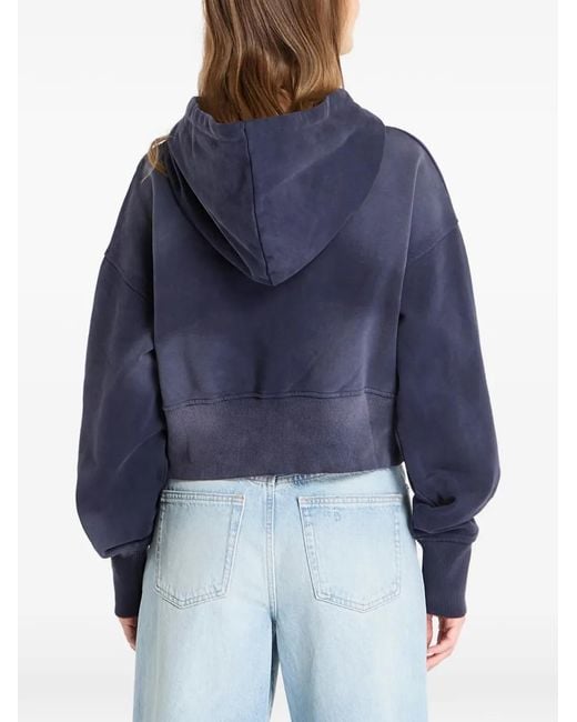 Dime Blue Cropped Zip-Fastening Hoodie