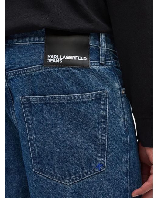Karl Lagerfeld Blue Logo-Patch Jeans for men