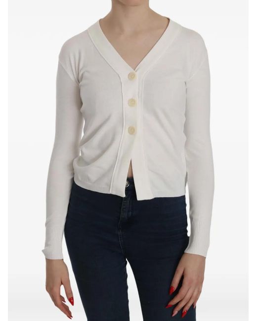 Byblos White V-Neck Long-Sleeve Cardigan