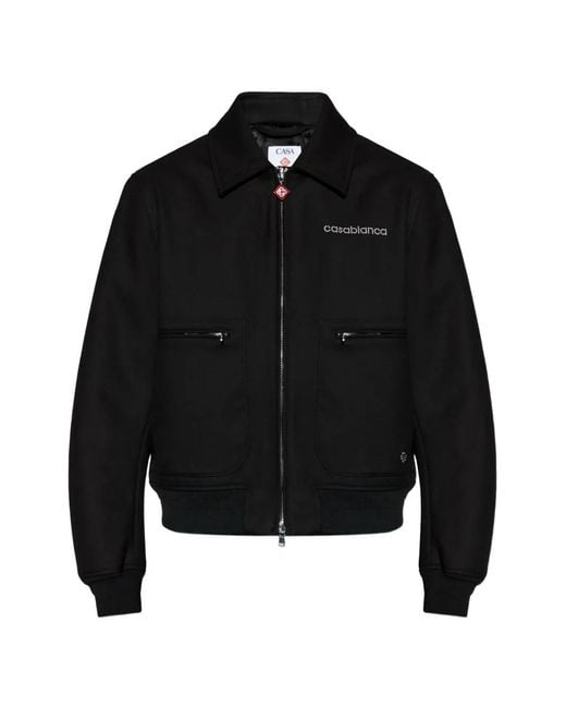 Casablanca Black Jacket Bonded Wool Blend for men