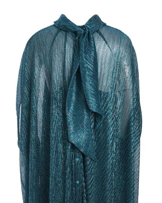 Talbot Runhof Green Metallic-Thread Maxi Dress