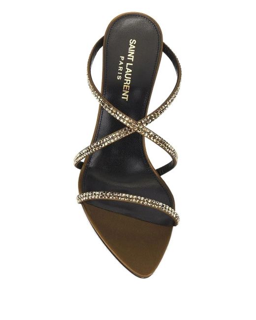 Saint Laurent Brown 110Mm Crystal-Embellished Sandals