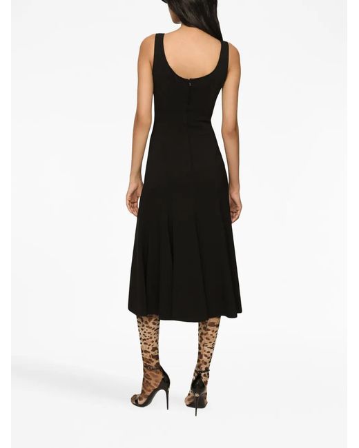 Dolce & Gabbana Black Midi A-Line Sleeveless Dress