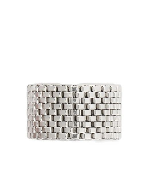 Jil Sander White Textured Ring for men