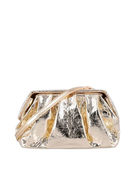 THEMOIRÈ Afrodite Pleated Metallic Clutch Natural