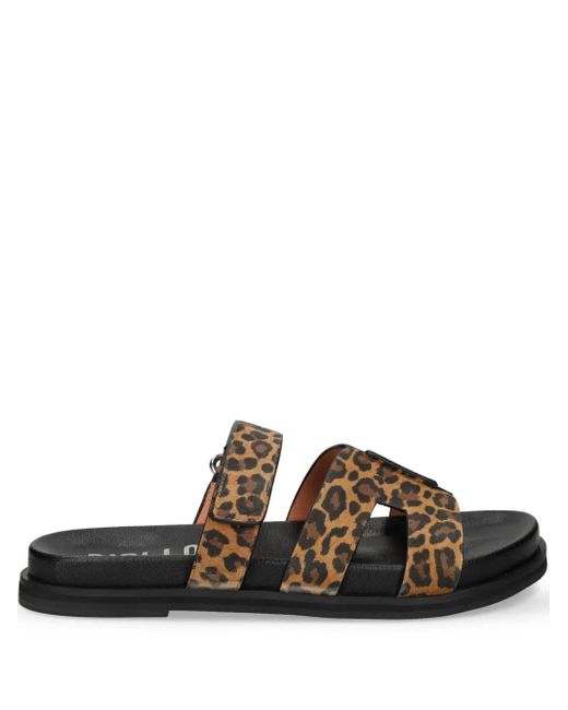 Bibi Lou Brown Leopard-Print Slides
