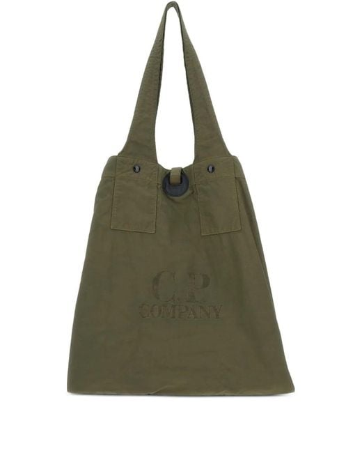 C P Company Green Logo-Detail Tote Bag for men