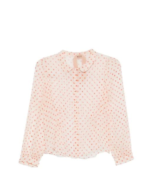 N°21 Pink Polka-Dot Sheer Top
