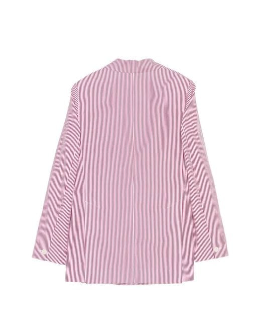 Manuel Ritz Pink Striped Double-Breasted Jacket