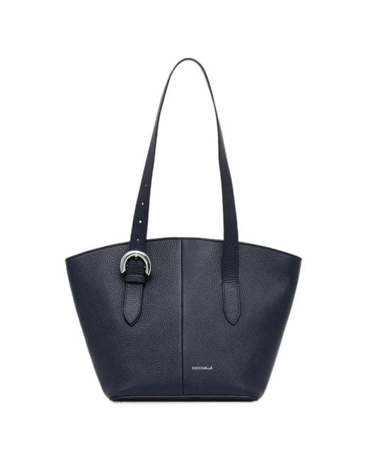 Coccinelle Blue Buckle-Detail Pebbled Tote Bag