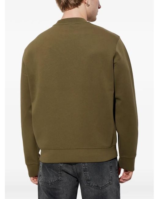 Emporio Armani Green Logo-Embroidered Sweatshirt for men