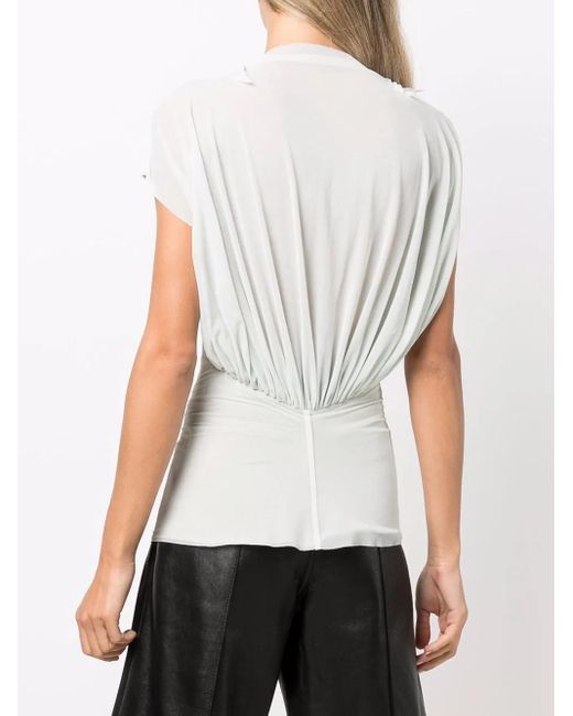 Rick Owens White Panelled Cowl-Neck Top