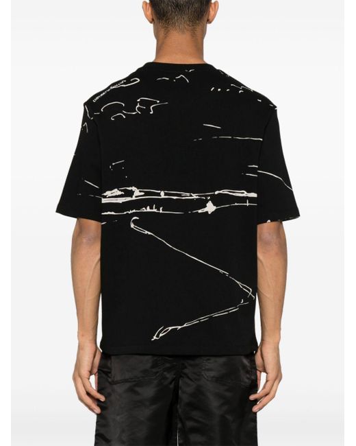 Emporio Armani Black Painterly-print Cotton T-shirt for men