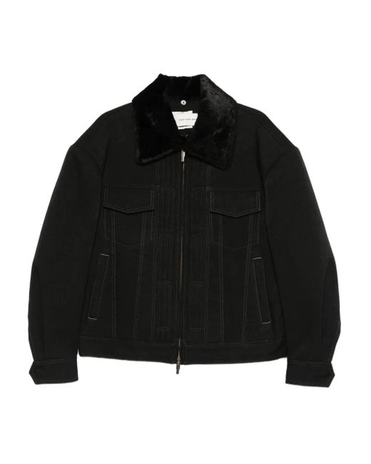 Feng Chen Wang Jack Met Bontkraag En Rits in het Black voor heren