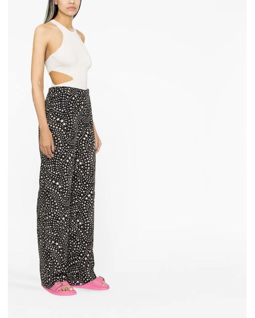 Stella McCartney Black Star-Print Silk Trousers