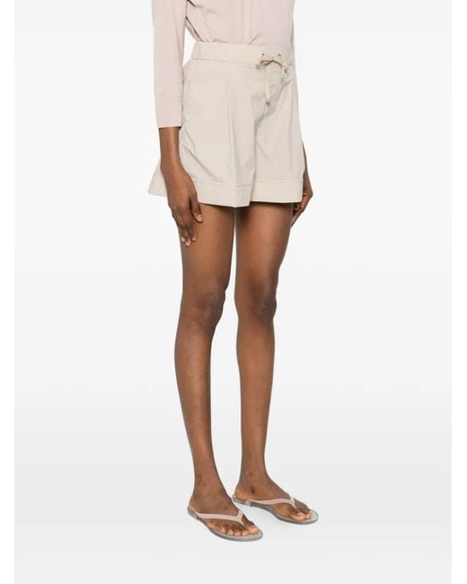 Herno Natural Drawstring-Waist Pleated Shorts