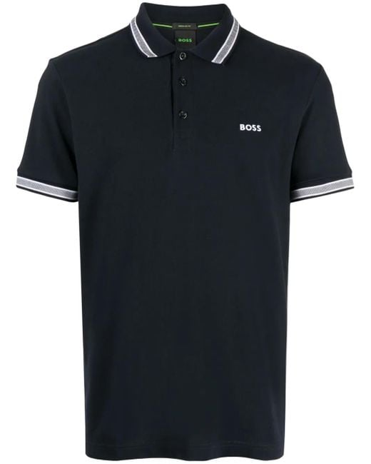 Polo Con Bordo A Righe di Boss in Black da Uomo