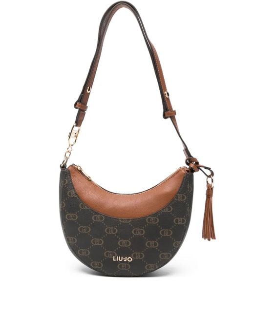 Liu Jo Gray Small Logo-Plaque Shoulder Bag