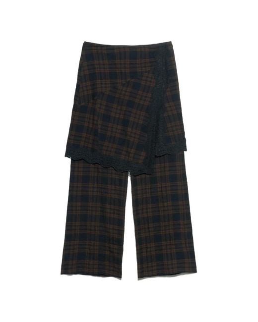 Bimba Y Lola Black Chemise À Carreaux Bordée De Dentelle