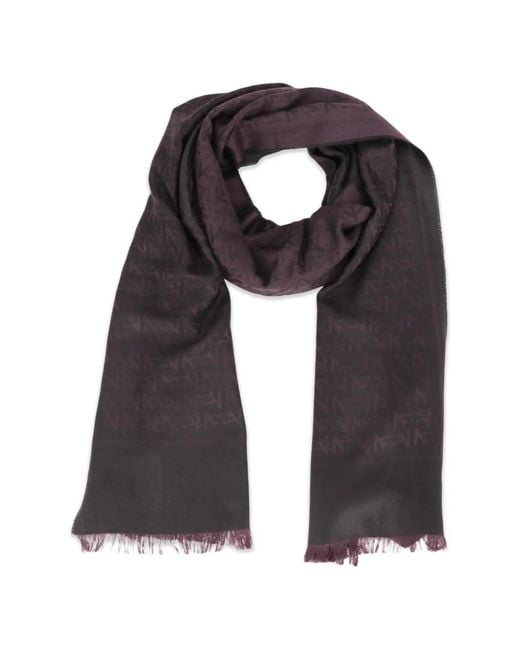 Isaia Black Monogram-Pattern Frayed-Edge Scarf for men