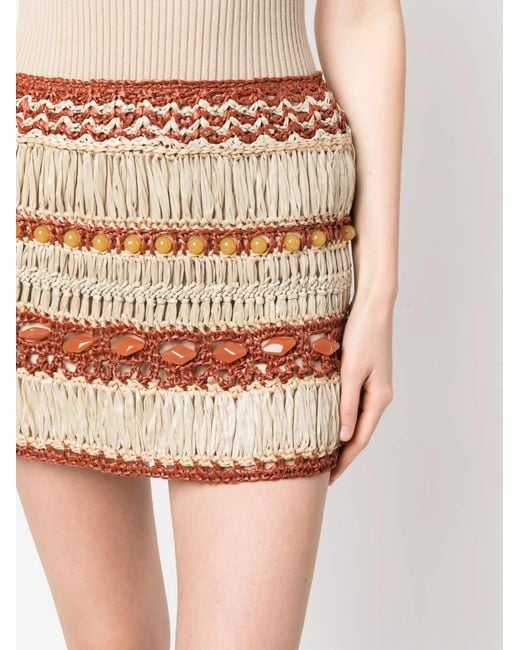 Alberta Ferretti Natural Layered Crochet Skirt