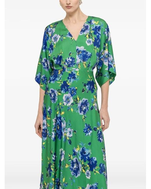 Nissa Green Printed Midi Dress