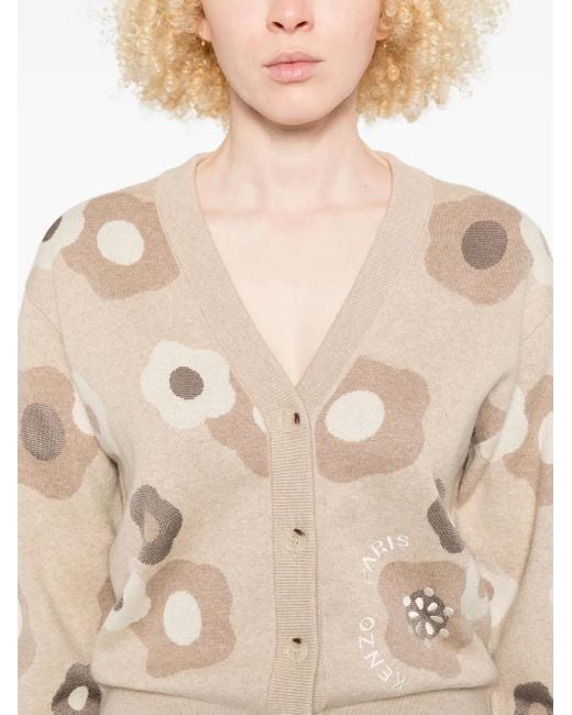 KENZO Natural Floral-Print Button Cardigan