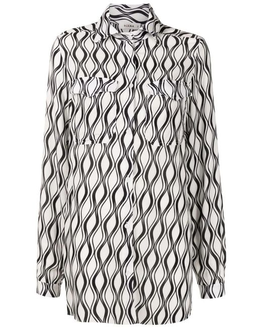 Amir Slama White Long Wave-Print Shirt
