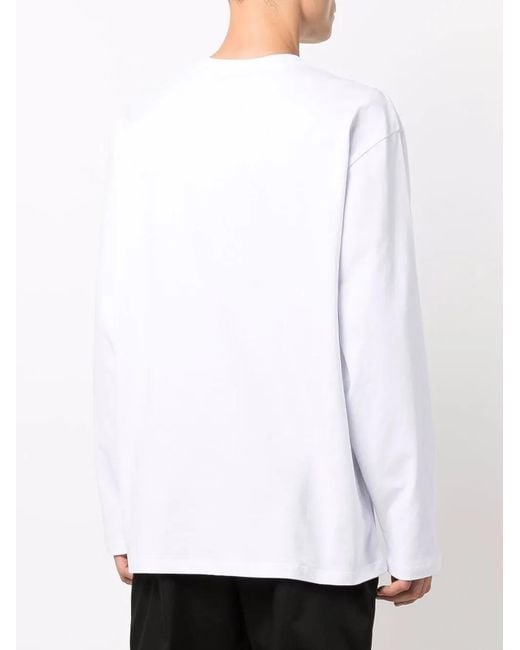 MSGM White Logo Long-Sleeve T-Shirt for men