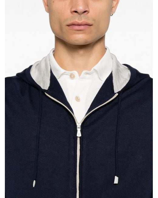 Eleventy Blue Drawstring Hoodie for men