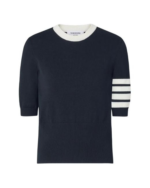 Thom Browne Blue T-Shirt Hector En Maille Intarsia