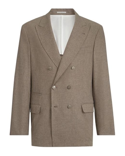 Brunello Cucinelli Brown Double-Breasted Blazer for men