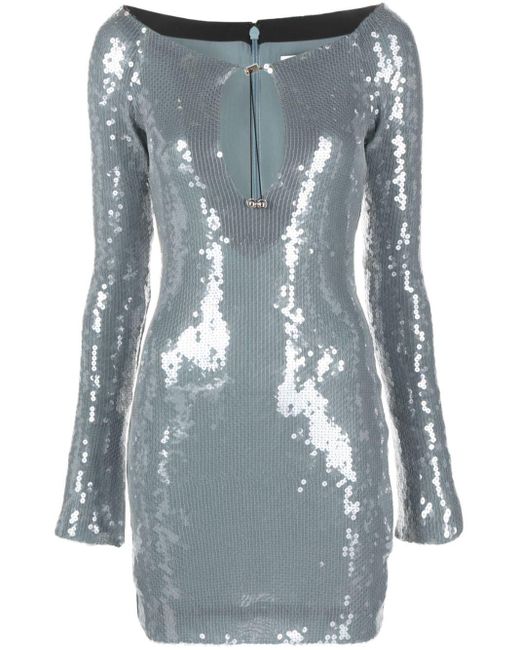 16Arlington Blue Solaria Sequined Tulle Mini Dress