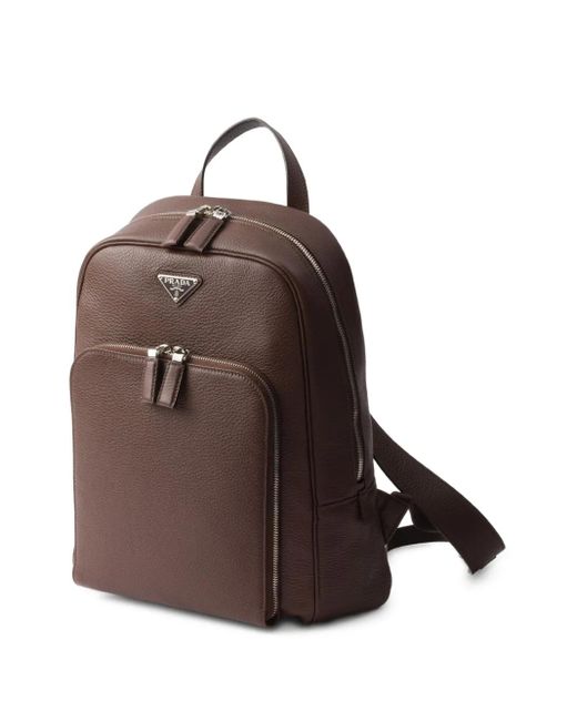 Sac À Dos En Cuir À Design Structuré Prada pour homme en coloris Brown