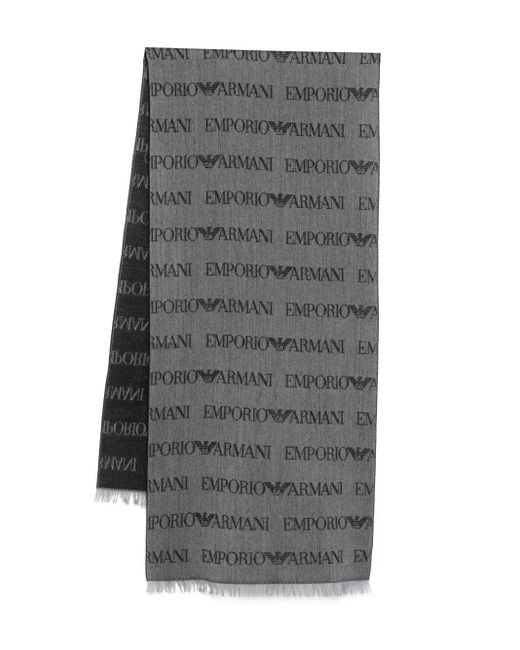 Emporio Armani Gray Wool Blend Scarf for men